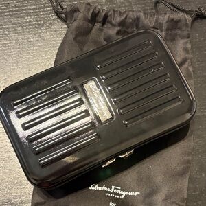 Salvatore Ferragamo Black Hard shell cosmetic bag / Parfums Pouch
